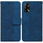 For OPPO A74 4G / F19 4G Geometric Embossed Leather Phone Case(Blue)