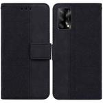 For OPPO A74 4G / F19 4G Geometric Embossed Leather Phone Case(Black)