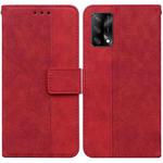 For OPPO A74 4G / F19 4G Geometric Embossed Leather Phone Case(Red)