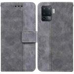 For OPPO A94 4G / F19 Pro / Reno5 F Geometric Embossed Leather Phone Case(Grey)