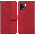 For OPPO A94 4G / F19 Pro / Reno5 F Geometric Embossed Leather Phone Case(Red)