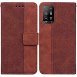 For OPPO A94 5G / F19 Pro+ 5G / Reno5 Z Geometric Embossed Leather Phone Case(Brown)