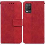 For OPPO Realme 8 5G / Realme V13 5G Geometric Embossed Leather Phone Case(Red)