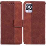 For OPPO Realme 8i Geometric Embossed Leather Phone Case(Brown)