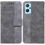 For OPPO Realme 9i / A76 4G / A36 Geometric Embossed Leather Phone Case(Grey)