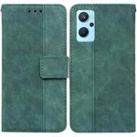 For OPPO Realme 9i / A76 4G / A36 Geometric Embossed Leather Phone Case(Green)