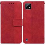 For OPPO Realme C20 / C11 2021 Geometric Embossed Leather Phone Case(Red)