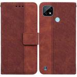 For OPPO Realme C21 Geometric Embossed Leather Phone Case(Brown)