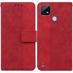 For OPPO Realme C21 Geometric Embossed Leather Phone Case(Red)