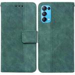 For OPPO Reno5 Pro 5G Geometric Embossed Leather Phone Case(Green)