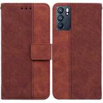 For OPPO Reno6 5G Geometric Embossed Leather Phone Case(Brown)