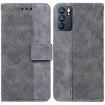 For OPPO Reno6 5G Geometric Embossed Leather Phone Case(Grey)