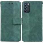 For OPPO Reno6 5G Geometric Embossed Leather Phone Case(Green)