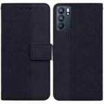 For OPPO Reno6 5G Geometric Embossed Leather Phone Case(Black)