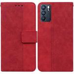 For OPPO Reno6 5G Geometric Embossed Leather Phone Case(Red)