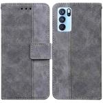 For OPPO Reno6 Pro 5G Geometric Embossed Leather Phone Case(Grey)