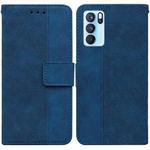 For OPPO Reno6 Pro 5G Geometric Embossed Leather Phone Case(Blue)