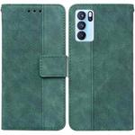 For OPPO Reno6 Pro 5G Geometric Embossed Leather Phone Case(Green)