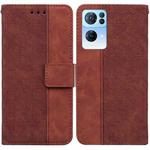 For OPPO Reno7 Pro 5G Geometric Embossed Leather Phone Case(Brown)