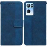 For OPPO Reno7 Pro 5G Geometric Embossed Leather Phone Case(Blue)