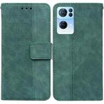 For OPPO Reno7 Pro 5G Geometric Embossed Leather Phone Case(Green)