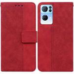 For OPPO Reno7 Pro 5G Geometric Embossed Leather Phone Case(Red)
