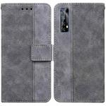 For OPPO Realme 7 / Narzo 20 Pro Geometric Embossed Leather Phone Case(Grey)