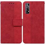 For OPPO Realme 7 / Narzo 20 Pro Geometric Embossed Leather Phone Case(Red)