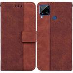 For OPPO Realme C15 Geometric Embossed Leather Phone Case(Brown)