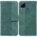 For OPPO Realme C15 Geometric Embossed Leather Phone Case(Green)