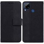 For OPPO Realme C15 Geometric Embossed Leather Phone Case(Black)