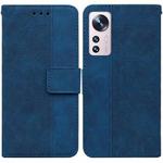 For Xiaomi 12 Pro Geometric Embossed Leather Phone Case(Blue)