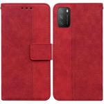 For Xiaomi Poco M3 / Redmi 9 Power Geometric Embossed Leather Phone Case(Red)