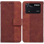 For Xiaomi Poco M4 Pro Geometric Embossed Leather Phone Case(Brown)