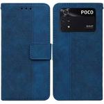 For Xiaomi Poco M4 Pro Geometric Embossed Leather Phone Case(Blue)