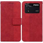 For Xiaomi Poco M4 Pro Geometric Embossed Leather Phone Case(Red)