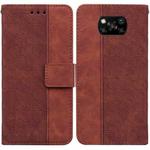 For Xiaomi Poco X3 NFC / Poco X3 Geometric Embossed Leather Phone Case(Brown)