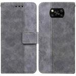 For Xiaomi Poco X3 NFC / Poco X3 Geometric Embossed Leather Phone Case(Grey)