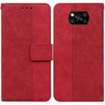 For Xiaomi Poco X3 NFC / Poco X3 Geometric Embossed Leather Phone Case(Red)