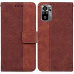 For Xiaomi Redmi Note 10 4G / Note 10S Geometric Embossed Leather Phone Case(Brown)