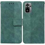 For Xiaomi Redmi Note 10 4G / Note 10S Geometric Embossed Leather Phone Case(Green)