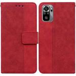 For Xiaomi Redmi Note 10 4G / Note 10S Geometric Embossed Leather Phone Case(Red)