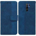 For Xiaomi Redmi 9 / 9 Prime / Poco M2 Geometric Embossed Leather Phone Case(Blue)