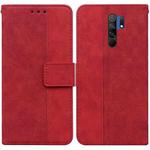 For Xiaomi Redmi 9 / 9 Prime / Poco M2 Geometric Embossed Leather Phone Case(Red)