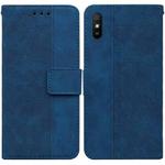 For Xiaomi Redmi 9A Geometric Embossed Leather Phone Case(Blue)