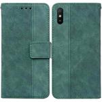 For Xiaomi Redmi 9A Geometric Embossed Leather Phone Case(Green)