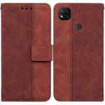 For Xiaomi Redmi 9C Geometric Embossed Leather Phone Case(Brown)