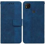 For Xiaomi Redmi 9C Geometric Embossed Leather Phone Case(Blue)