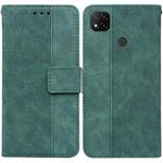 For Xiaomi Redmi 9C Geometric Embossed Leather Phone Case(Green)