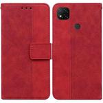 For Xiaomi Redmi 9C Geometric Embossed Leather Phone Case(Red)
